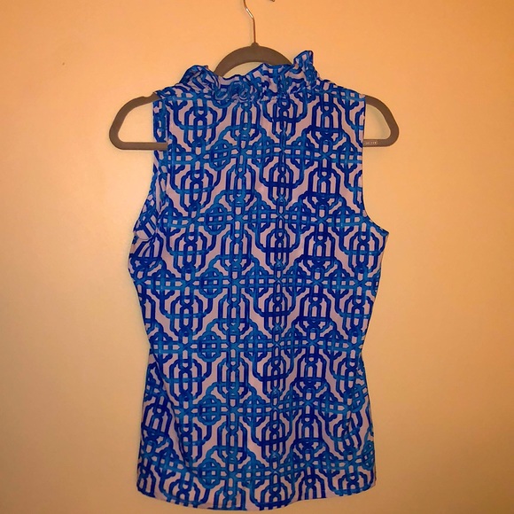 NEW Mud pie blue and white tank top. Medium with ruffle detail - Picture 3 of 3